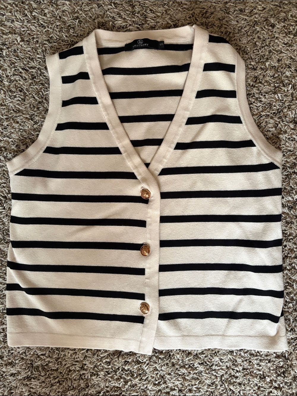 Jul & Ivy Cream and Black Striped Button-Front Tank